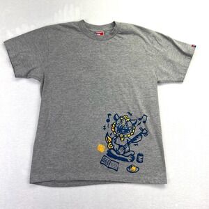 Uminchu Graphic T-Shirt Mens Small Gray Okinawa Shisa Lion Sanshin Japanese Tee